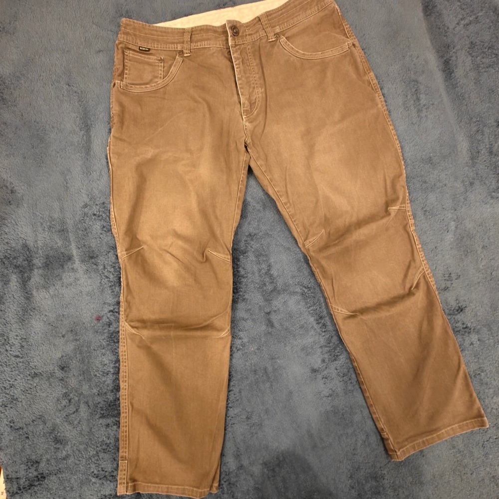 Kuhl Mens 38x30 Brown Vintage Patina Dye Articulated Knee Utility Pants